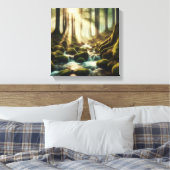 Rustige bosbeek met vintage licht – Canvas Afdruk (Insitu (Slaapkamer))