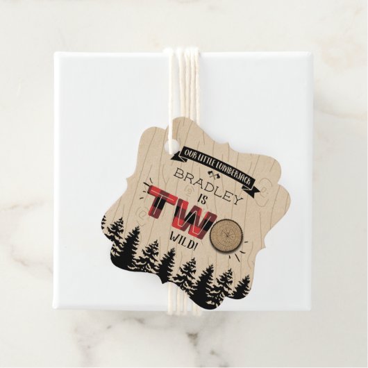 Rustige bosbok Pset Lumberjack Boys 2e verjaardag Bedankjes Labels (In situ)