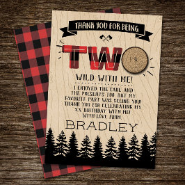 Rustige bosbok Pset Lumberjack Boys 2e verjaardag Bedankkaart