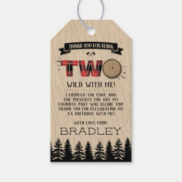 Rustige bosbok Pset Lumberjack Boys 2e verjaardag Cadeaulabel