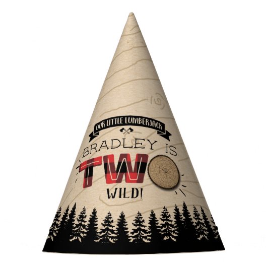 Rustige bosbok Pset Lumberjack Boys 2e verjaardag Feesthoedjes (Voorkant)