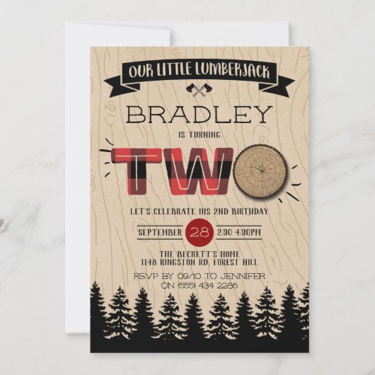 Rustige bosbok Pset Lumberjack Boys 2e verjaardag Kaart (Voorkant)