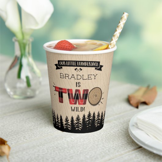 Rustige bosbok Pset Lumberjack Boys 2e verjaardag Papieren Bekers (Insitu)