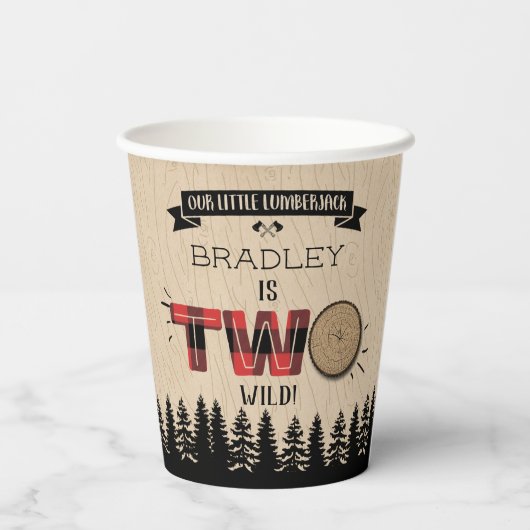Rustige bosbok Pset Lumberjack Boys 2e verjaardag Papieren Bekers (Achterkant)