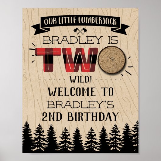 Rustige bosbok Pset Lumberjack Boys 2e verjaardag Poster (Voorkant)