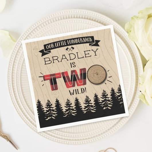 Rustige bosbok Pset Lumberjack Boys 2e verjaardag Servet
