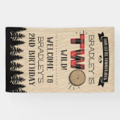 Rustige bosbok Pset Lumberjack Boys 2e verjaardag Spandoek (Horizontaal)