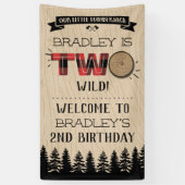 Rustige bosbok Pset Lumberjack Boys 2e verjaardag Spandoek (Verticaal)