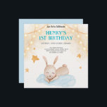 Rustige bosbossen dieren op een dag vrij kaart<br><div class="desc">Wilde 1, 1e verjaardagsfeest,  bosbouwhuisdieren,  bosvloervrienden,  bijtende botanische bladeren,  bladbladeren,  groene eucalyptus,  schattige witte zoete trendy,  herten beer fox raccoon,  konijnenbunny owl,  jongetje meisje genderneutraal</div>