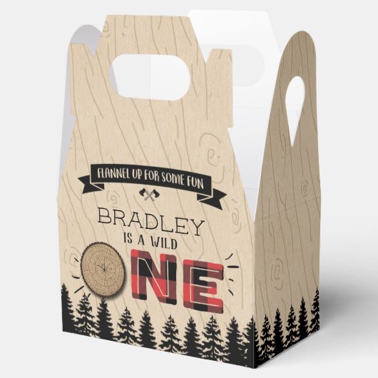 Rustige bosbots met gedepelde hefbokken 1e verjaar bedankdoosjes (Geopend)