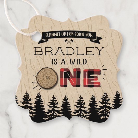 Rustige bosbots met gedepelde hefbokken 1e verjaar bedankjes labels (Voorkant)