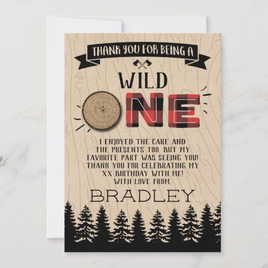 Rustige bosbots met gedepelde hefbokken 1e verjaar bedankkaart (Voorkant)