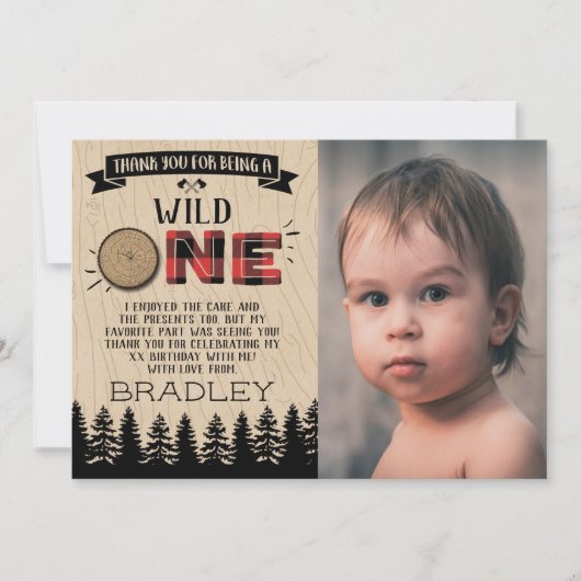 Rustige bosbots met gedepelde hefbokken 1e verjaar bedankkaart (Voorkant)