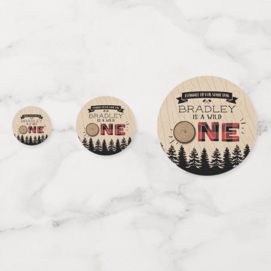 Rustige bosbots met gedepelde hefbokken 1e verjaar confetti (Voorkanten)