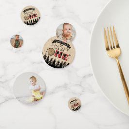 Rustige bosbots met gedepelde hefbokken 1e verjaar confetti