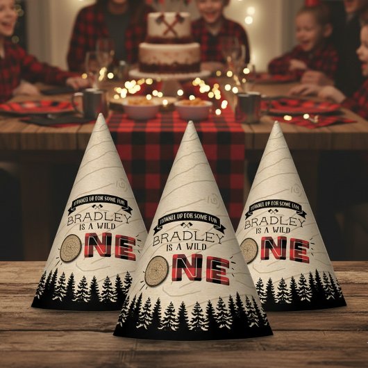 Rustige bosbots met gedepelde hefbokken 1e verjaar feesthoedjes