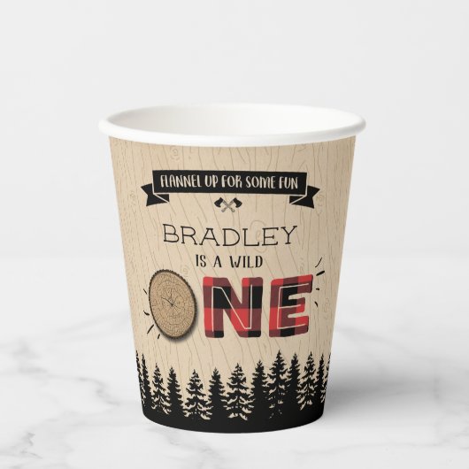 Rustige bosbots met gedepelde hefbokken 1e verjaar papieren bekers (Voorkant)