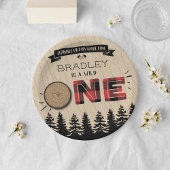 Rustige bosbots met gedepelde hefbokken 1e verjaar papieren bordje