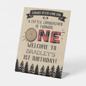 Rustige bosbots met gedepelde hefbokken 1e verjaar reclamebord met voetstuk (Voorkant)