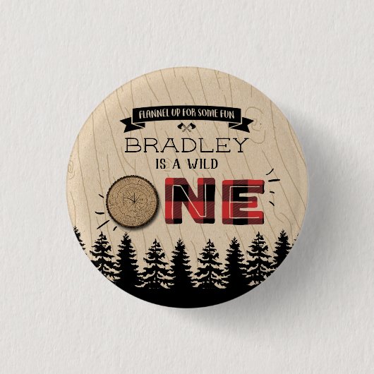 Rustige bosbots met gedepelde hefbokken 1e verjaar ronde button 3,2 cm (Voorkant)