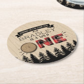 Rustige bosbots met gedepelde hefbokken 1e verjaar ronde kartonnen onderzetter (Gebogen)