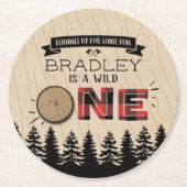 Rustige bosbots met gedepelde hefbokken 1e verjaar ronde kartonnen onderzetter (Voorkant)