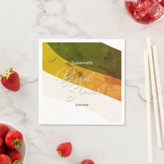 Rustige bosgroene goudbraam horizontale streams servet (Insitu)