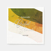 Rustige bosgroene goudbraam horizontale streams servet (Voorkant)