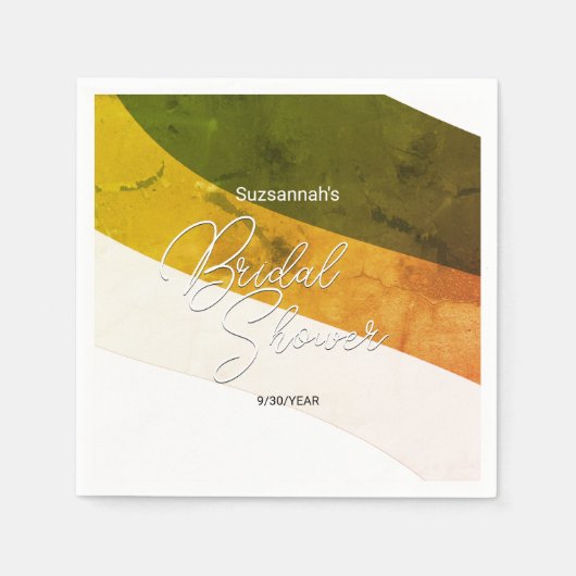 Rustige bosgroene goudbraam horizontale streams servet (Voorkant)