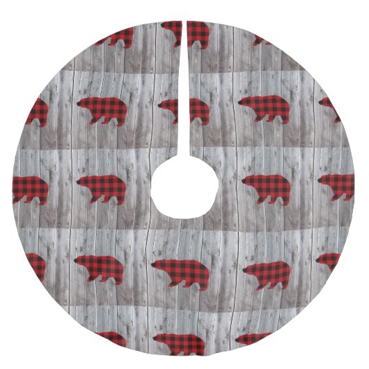 Rustige bosgrond beer met rode buffelplaat kerstboom rok (Voorkant)