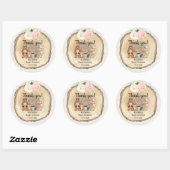 Rustige bosgrond schattig baby shower meisje ronde sticker (Vel)