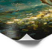 Rustige bosontginning met een hert grazen perfect poster (Hoek)