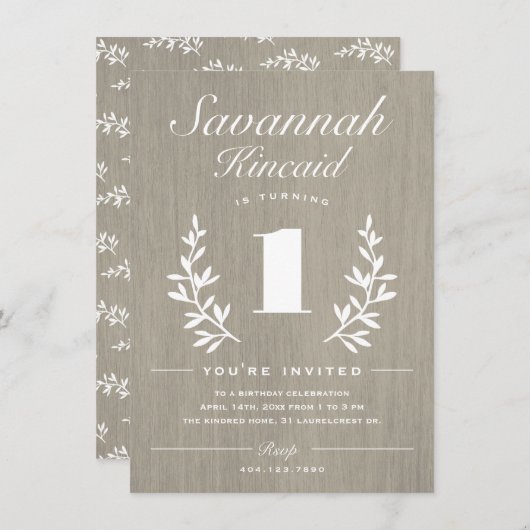 Rustige Bossen 1e verjaardag Kaart (Voorkant / Achterkant)