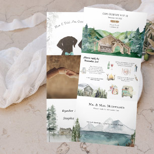 Rustige Bossen Barn Wedding   Tri-Fold-uitnodiging Drieluik Uitnodiging