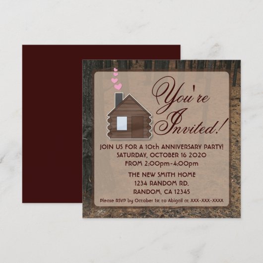 Rustige bossen blogt cabineverjaardagsfeest nodigt kaart (Voorkant / Achterkant)