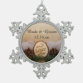 Rustige Bossen bruiloft Tin Sneeuwvlok Ornament (Voorkant)