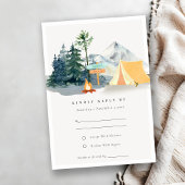 Rustige Bossen Camping Mountain Wedding RSVP Kaartje