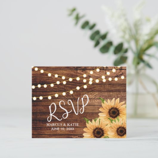 Rustige Bossen en zonnebloemen Bindende RSVP Briefkaart (Staand voorkant)