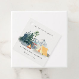 Rustige Bossen Kampeerbergen Baby shower Bedankjes Labels