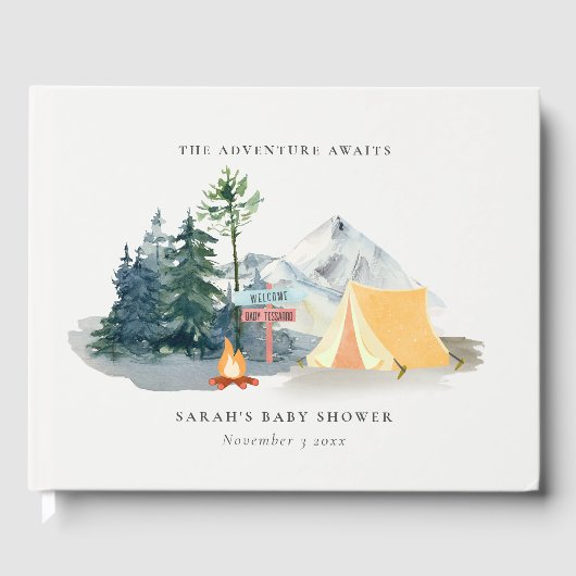 Rustige Bossen Kampeerbergen Baby shower Gastenboek (Voorkant)