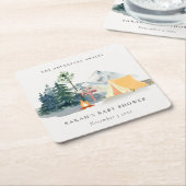 Rustige Bossen Kampeerbergen Baby shower Kartonnen Onderzetters (Schuin)