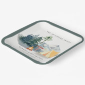 Rustige Bossen Kampeerbergen Baby shower Papieren Bordje (Gebogen)