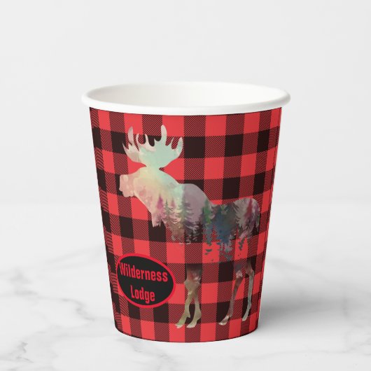 Rustige Bossen Moose Red Pset toevoegen papierkopp Papieren Bekers (Achterkant)
