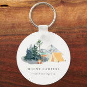 Rustige Bossen Waterverf Camping Mountain Camp Sleutelhanger (Voorkant)