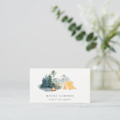 Rustige Bossen Waterverf Camping Mountain Camp Visitekaartje (Staand voorkant)