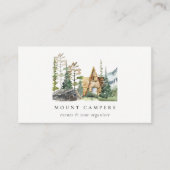 Rustige Bossen Waterverf Camping Mountain Camp Visitekaartje (Voorkant)