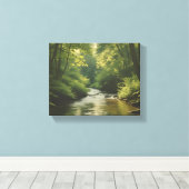 "Rustige bosstroom - Premium Natuur W Canvas Afdruk (Insitu (Houten vloer))