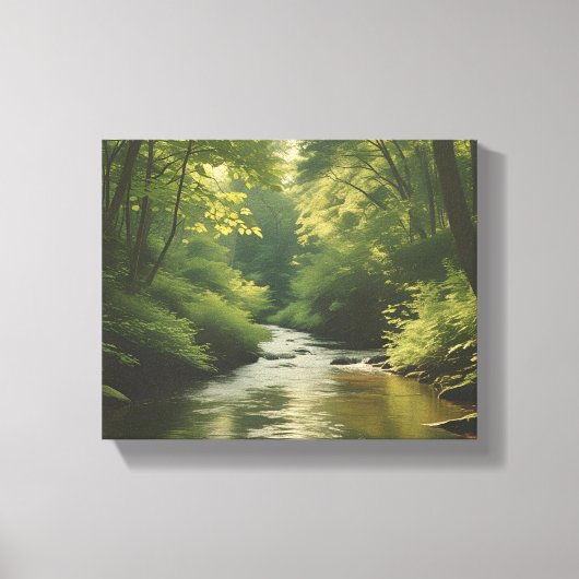 "Rustige bosstroom - Premium Natuur W Canvas Afdruk (Voorkant)