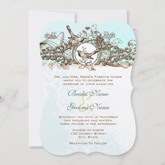 Rustige bosvogels Bronze Scroll Wedding Kaart (Achterkant)