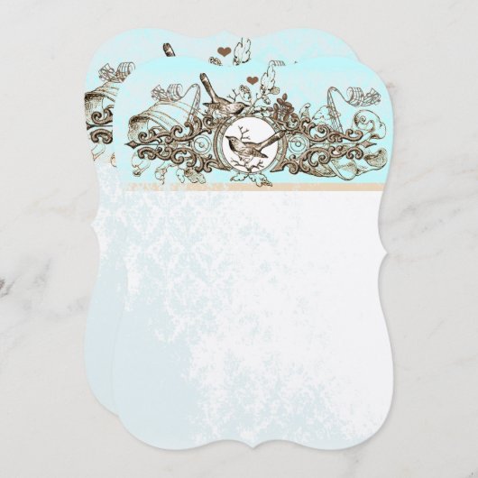 Rustige bosvogels Bronze Scroll Wedding Kaart (Voorkant / Achterkant)